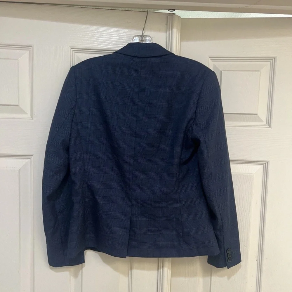 Banana Republic Women Blazer SZ 6 Navy Blue Plaid Blazer Career Office Smart